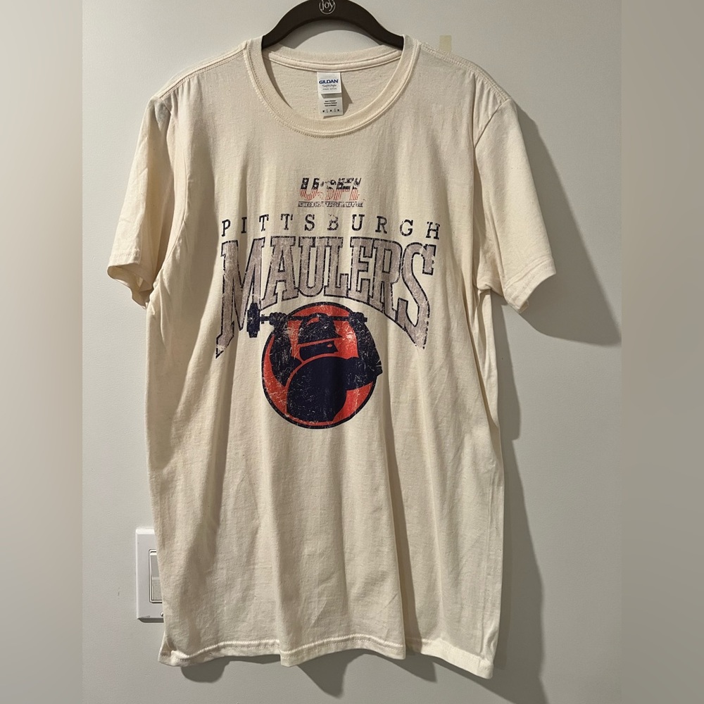 Pittsburgh Maulers Pale Yellow T-Shirt Sz. Medium